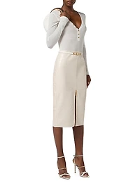 Crocodile Print Textured Skirt