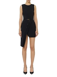 Crêpe Tuxedo Asymmetric Dress