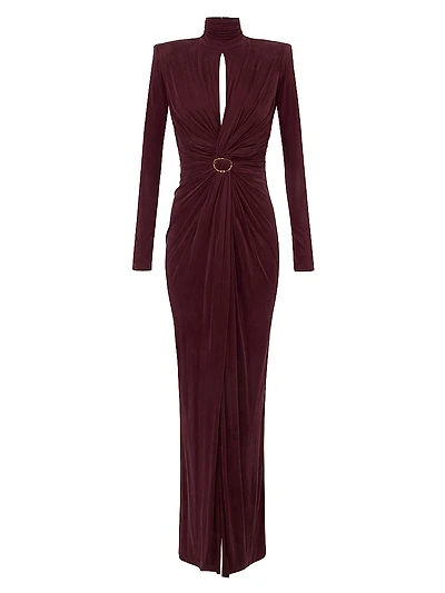 Pleated Keyhole Sheath Gown