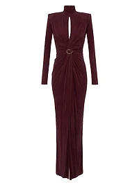 Pleated Keyhole Sheath Gown