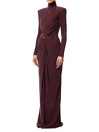 Pleated Keyhole Sheath Gown