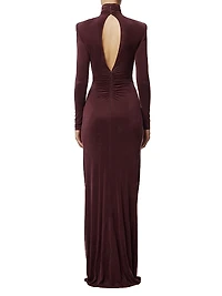 Pleated Keyhole Sheath Gown