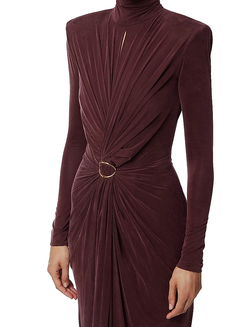 Pleated Keyhole Sheath Gown