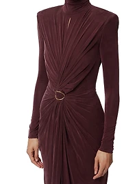 Pleated Keyhole Sheath Gown