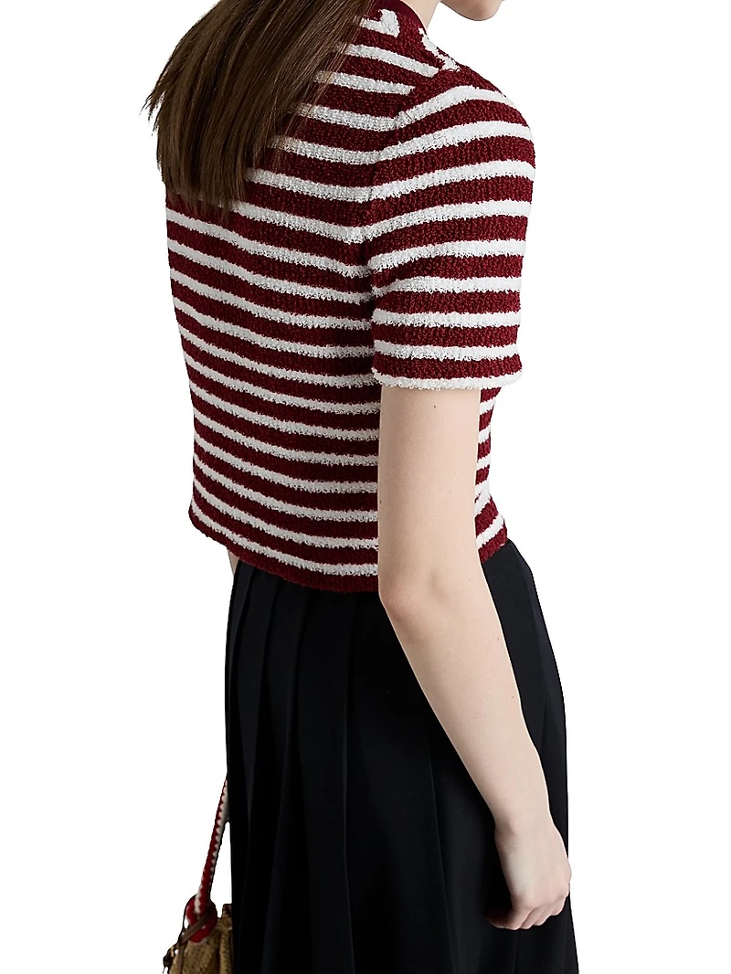 Cotton Bouclé Crew-Neck Sweater
