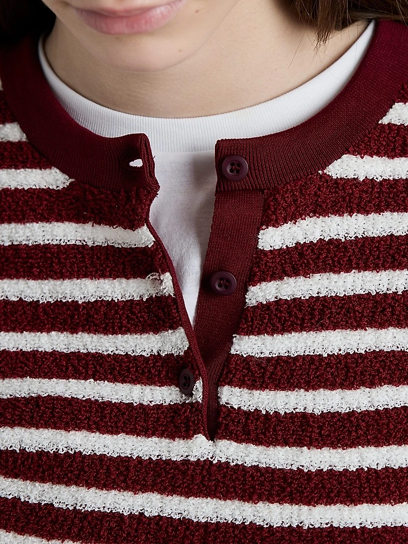Cotton Bouclé Crew-Neck Sweater