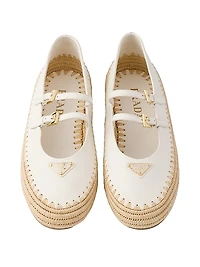 Nappa Leather and Raffia Ballerinas