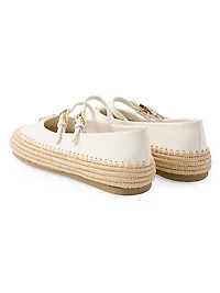 Nappa Leather and Raffia Ballerinas