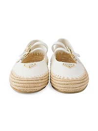 Nappa Leather and Raffia Ballerinas