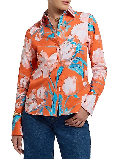 Priscilla Tropical Button-Front Shirt