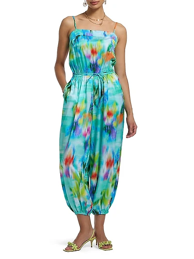 Nora Printed Charmeuse Jumpsuit