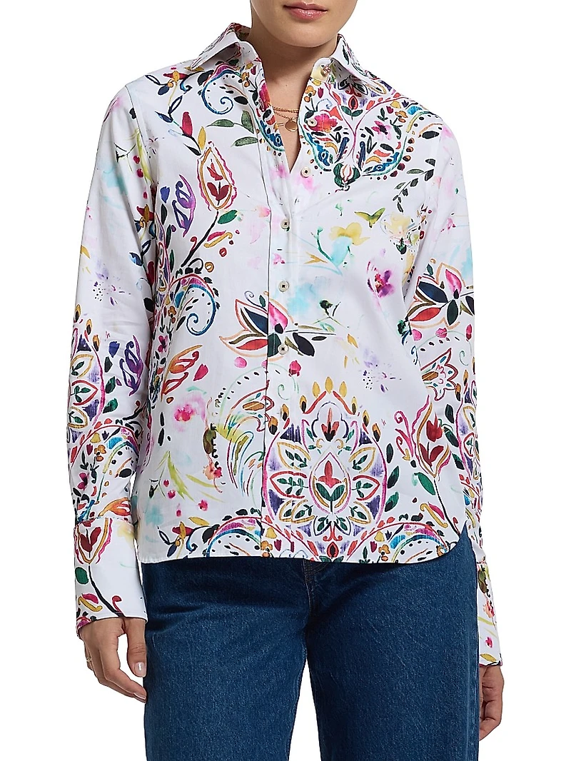 Priscilla Paisley Button-Front Shirt