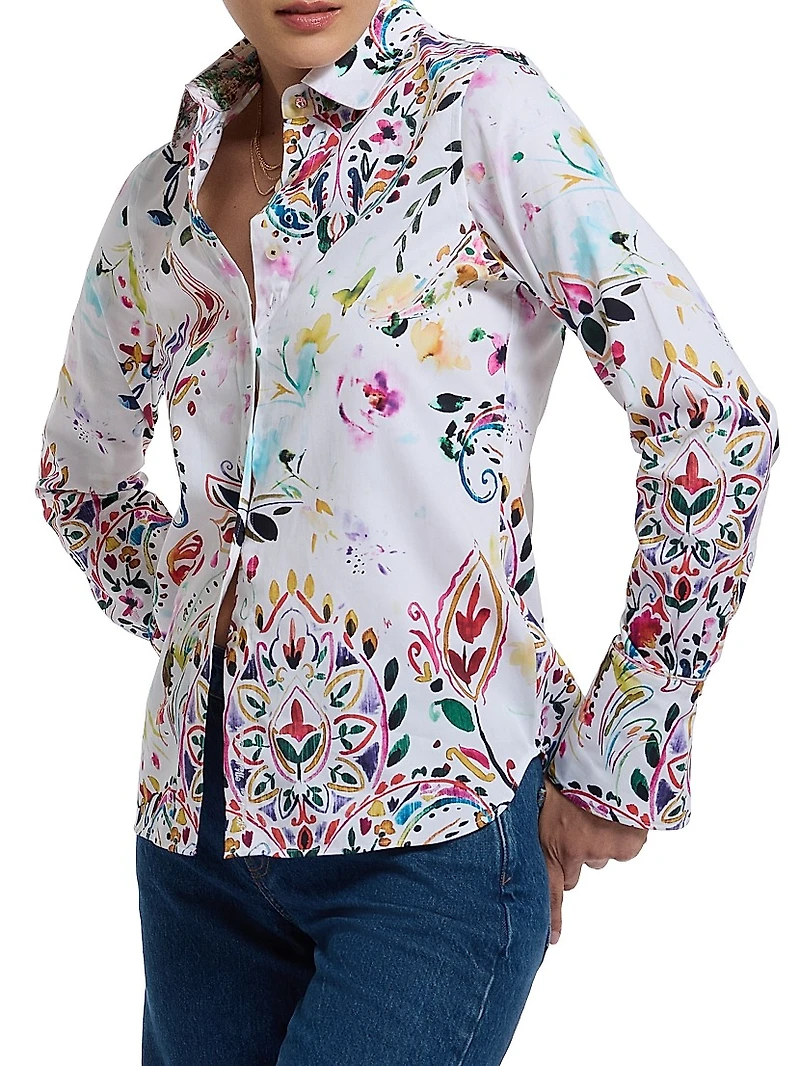 Priscilla Paisley Button-Front Shirt