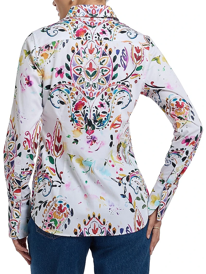 Priscilla Paisley Button-Front Shirt