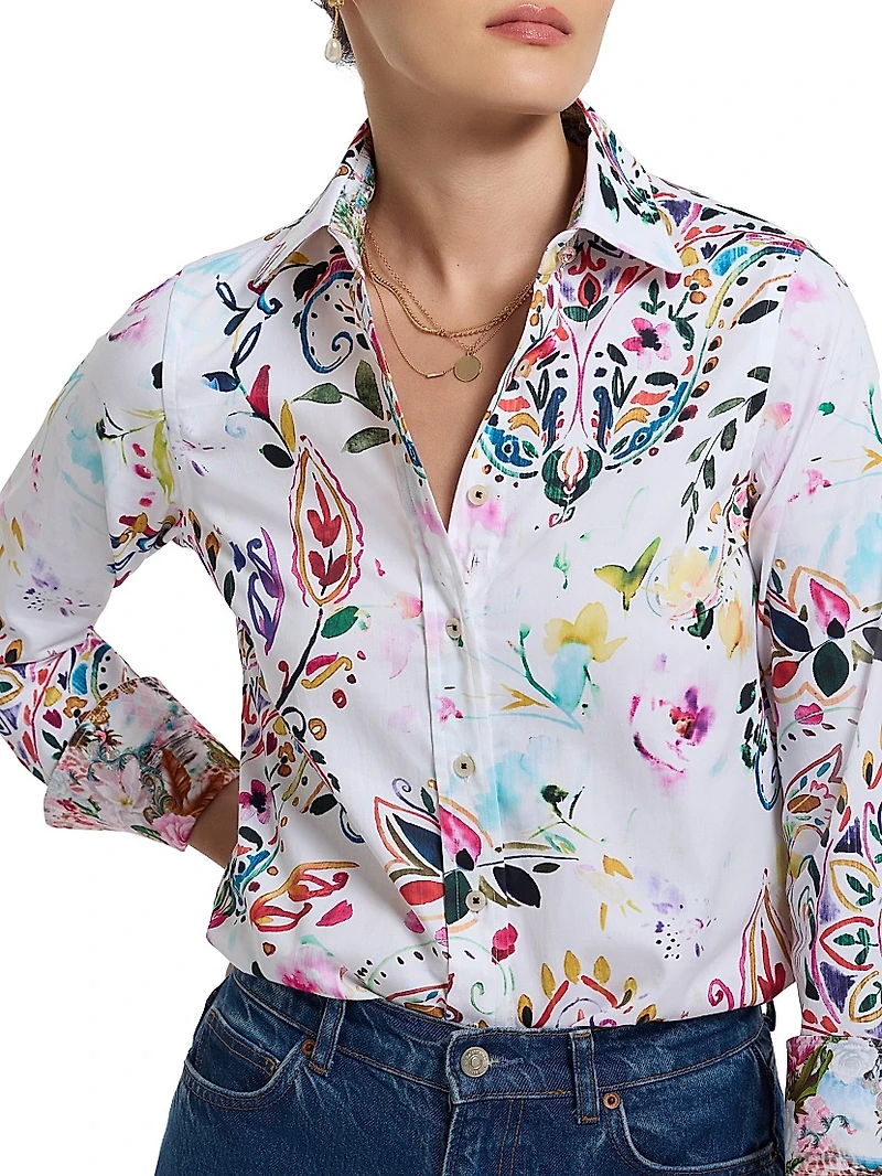 Priscilla Paisley Button-Front Shirt