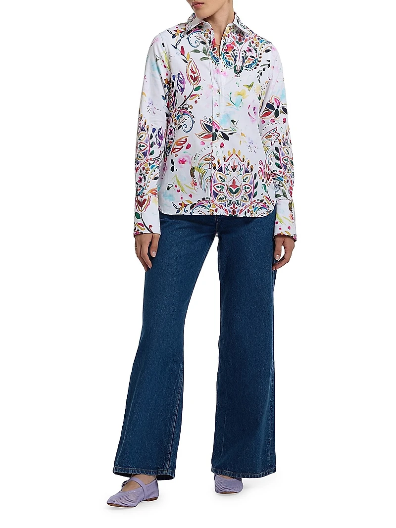 Priscilla Paisley Button-Front Shirt