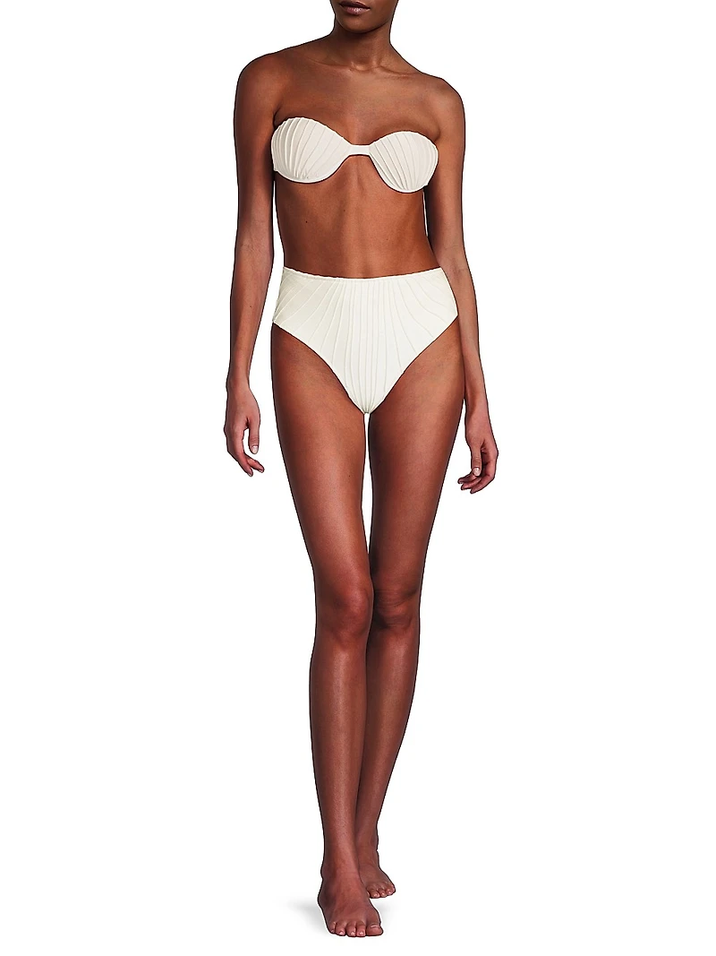 Alice High-Rise Pleated Bikini Bottom