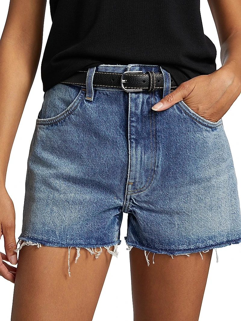 Raw-Edge Jean Shorts