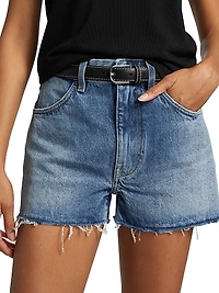 Raw-Edge Jean Shorts