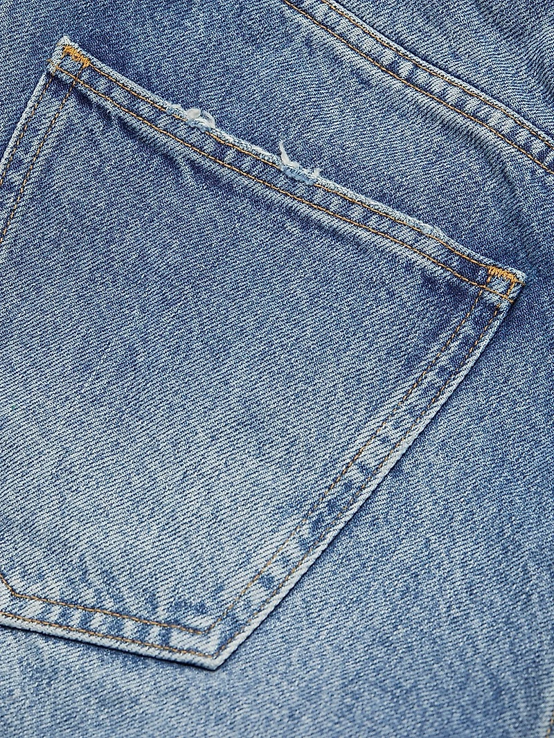 Raw-Edge Jean Shorts