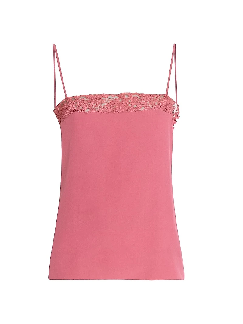 Lace-Detailed Silk Top