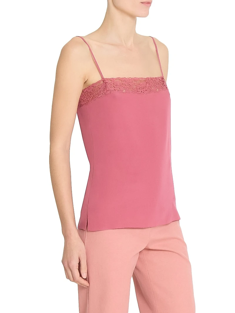 Lace-Detailed Silk Top