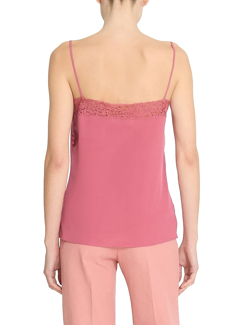 Lace-Detailed Silk Top