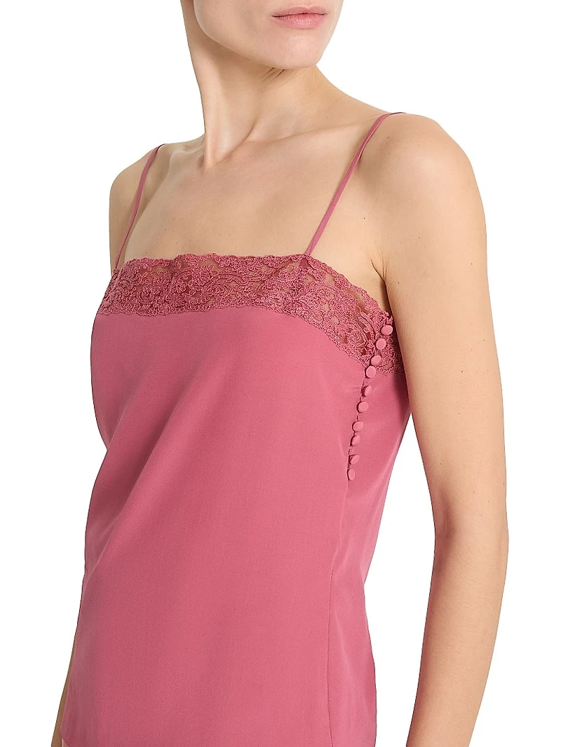 Lace-Detailed Silk Top