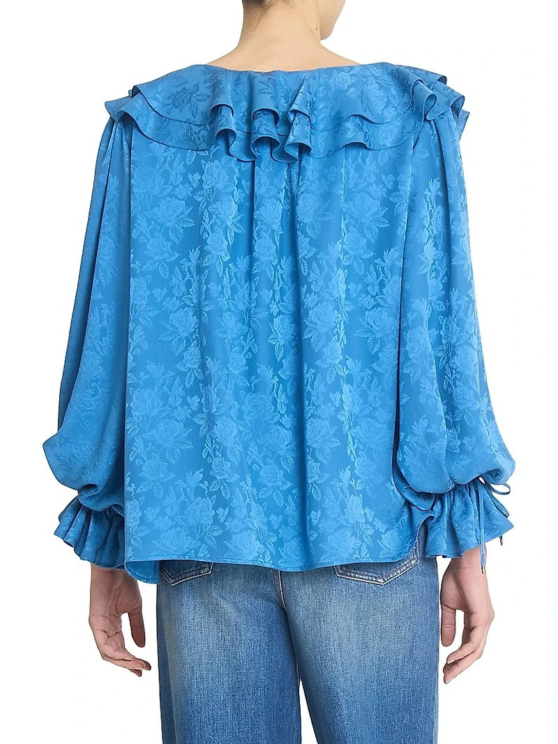 Floral Ruffle Silk Blouse