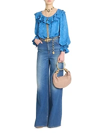 Floral Ruffle Silk Blouse