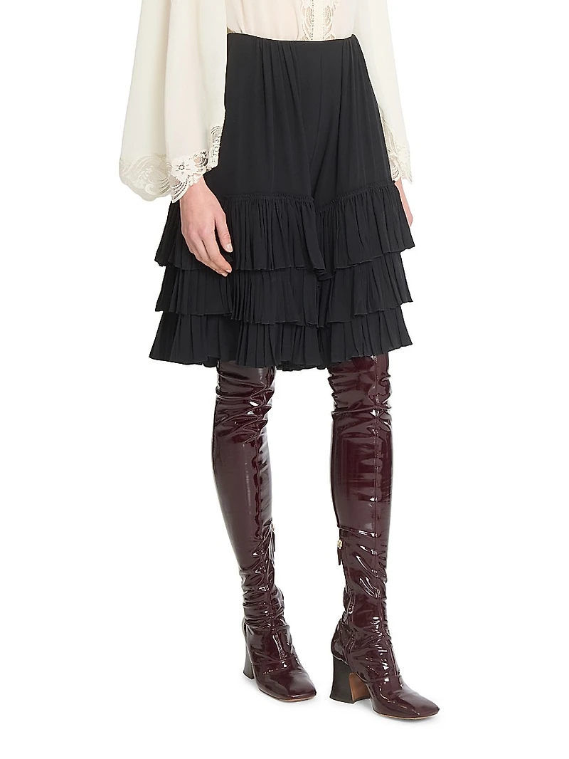 Ruffled Silk Shorts
