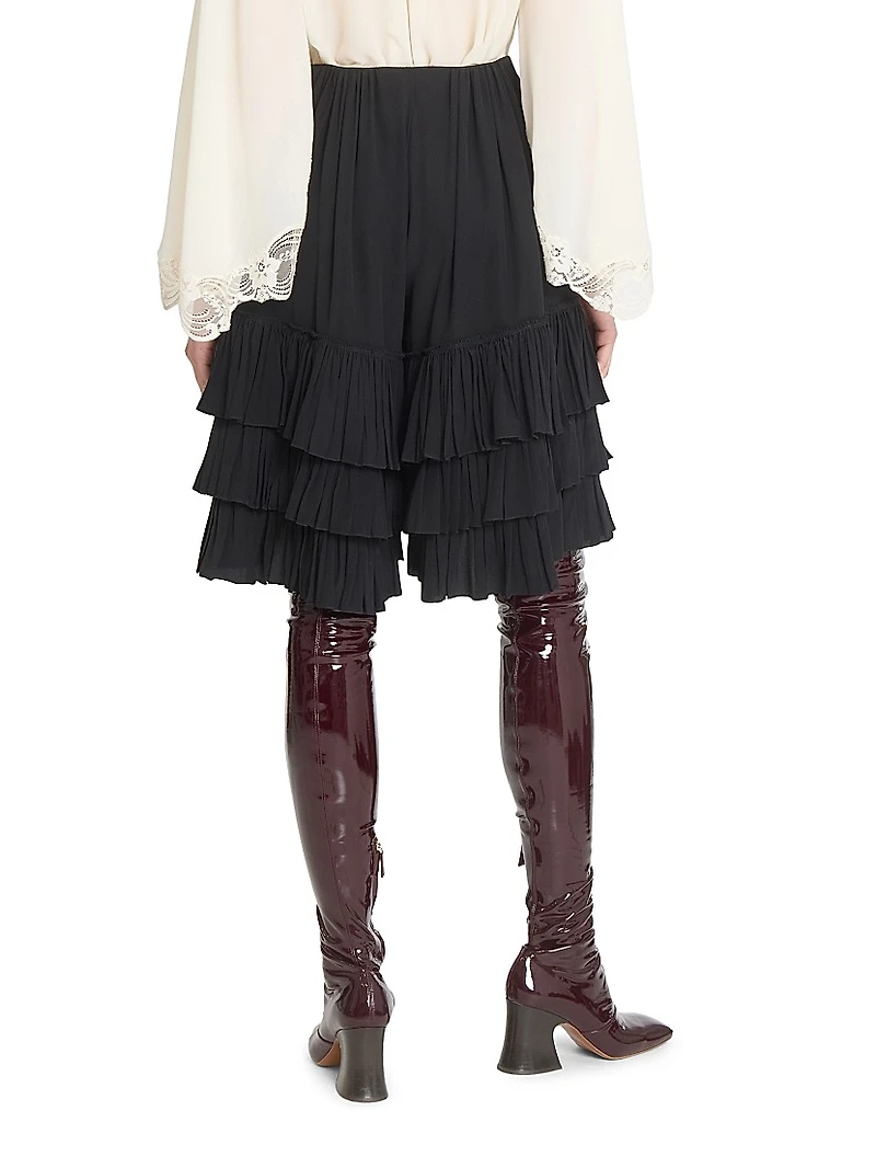 Ruffled Silk Shorts