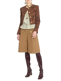 Pleated Cotton Shorts