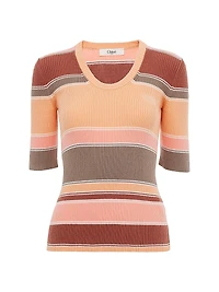 Striped Rib-Knit Cotton Top