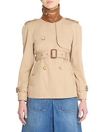 Canvas Leather-Accented Trench Jacket