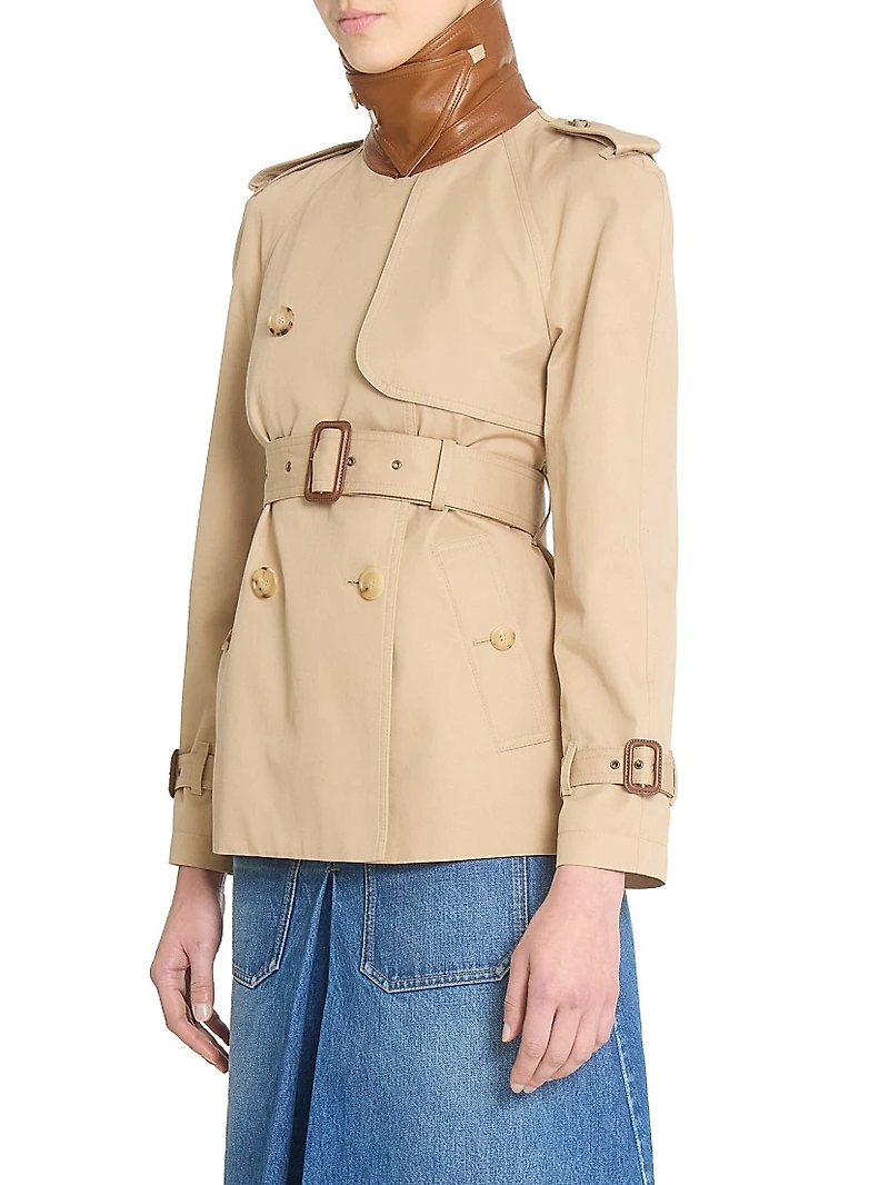 Canvas Leather-Accented Trench Jacket