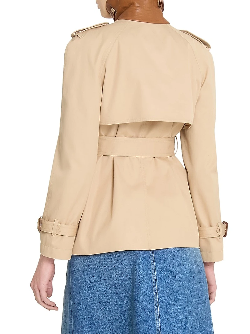 Canvas Leather-Accented Trench Jacket
