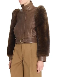 Leather & Shearling Sleeve Jacket