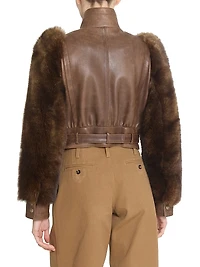 Leather & Shearling Sleeve Jacket