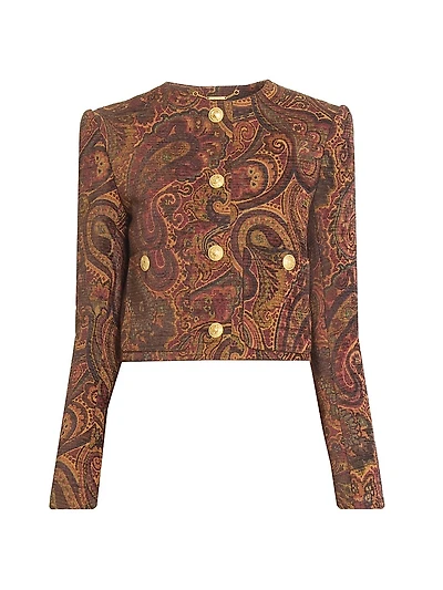 Paisley Print Collarless Jacket