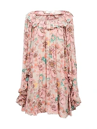 Floral Silk Frill Minidress