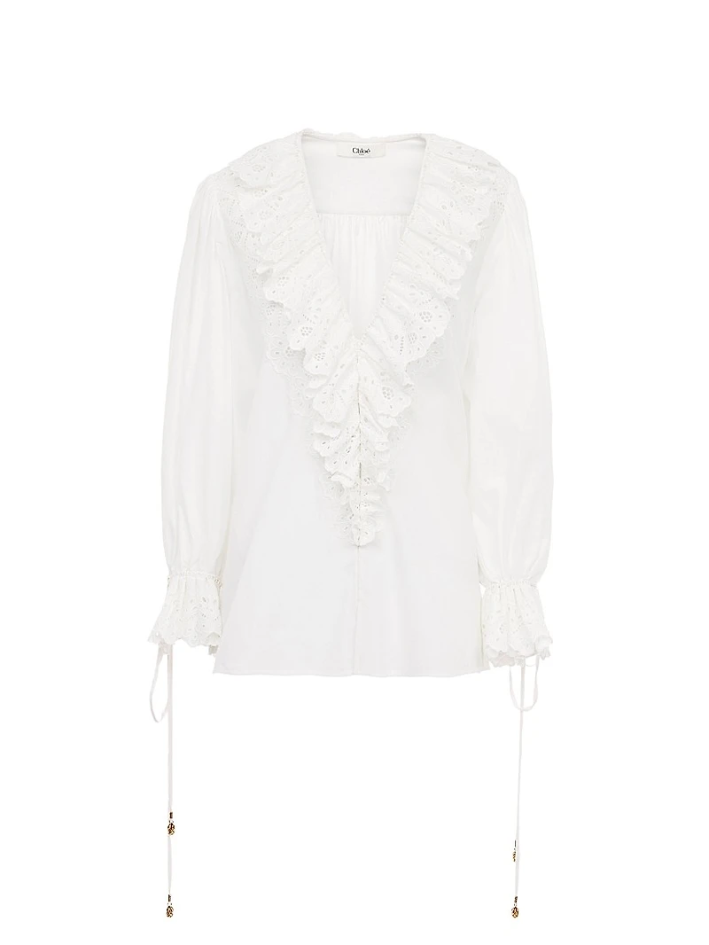 Ruffle Eyelet Blouse