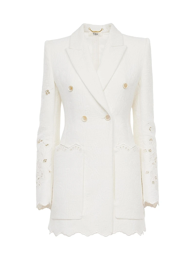 Guipure Lace Double-Breasted Blazer