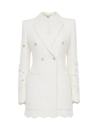 Guipure Lace Double-Breasted Blazer