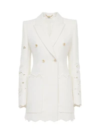 Guipure Lace Double-Breasted Blazer