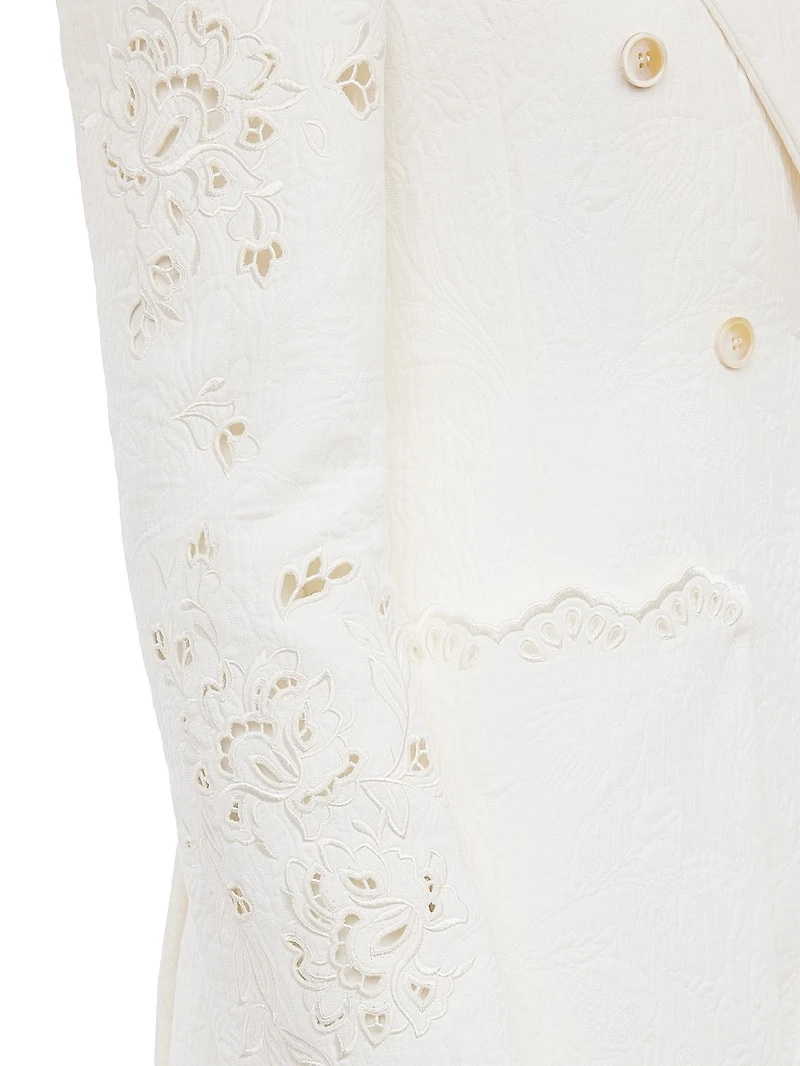 Guipure Lace Double-Breasted Blazer