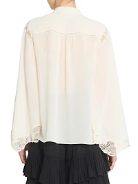 Lace-Trimmed Silk Blouse