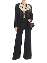 Lace-Trimmed Silk Blouse