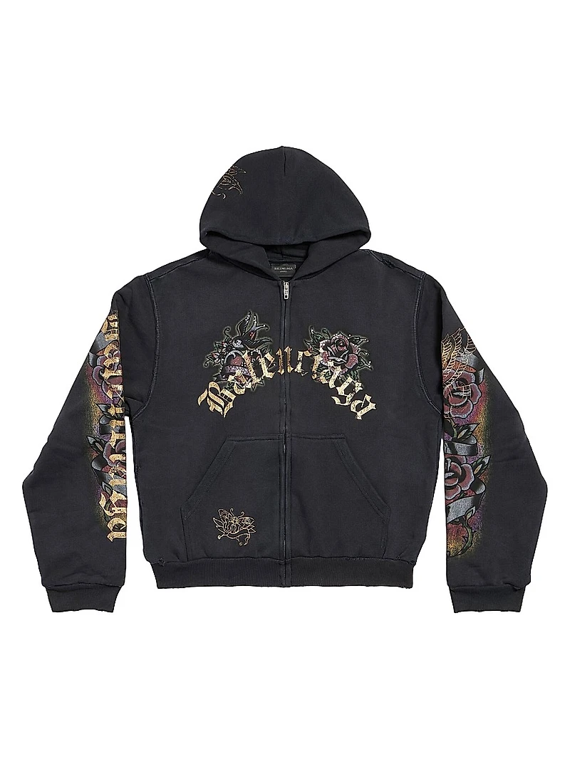 Tacky Tattoo Zip-Up Small Fit Hoodie