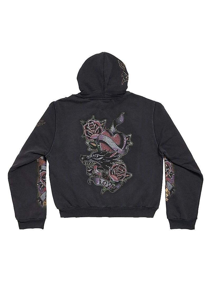 Tacky Tattoo Zip-Up Small Fit Hoodie